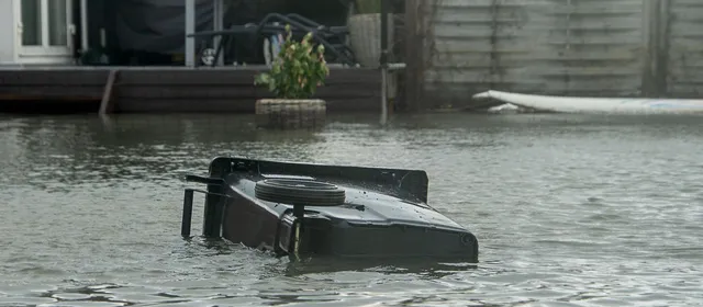 oversvømmet hus